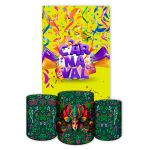 Capa Retangular + Trio Capas Cilindros Sublimados Tema Carnaval 2580