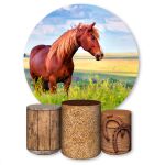 Capa Painel + Trio Capas Cilindros Sublimados Tema Cavalo 385