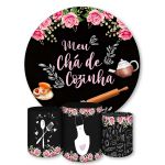 Capa Painel + Trio Capas Cilindros Sublimados Tema Cha De Cozinha 375