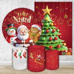 Kit 5 Peças Capa Redonda + Capa Retangular + Trio Capas Cilindros Sublimados Tema Natal 4610