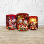 Trio Capas Cilindros Sublimados Tema Natal 4612