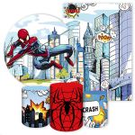 Kit 5 Peças Capa Redonda + Capa Retangular + Trio Capas Cilindros Sublimados Tema Homem Aranha 117