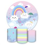 Capa Painel + Trio Capas Cilindros Sublimados Tema Arco Iris e Nuvem 1552