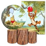 Capa Painel Redondo + Trio Capas Cilindros Sublimados Tema Ursinho Pooh 4058 