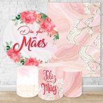 Kit 5 Peças Capa Redonda + Capa Retangular + Trio Capas Cilindros Sublimados Tema Dia das Mães 396