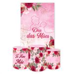 Capa Retangular + Trio Capas Cilindros Sublimados Tema Dia das Mães 435