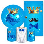 Kit 5 Peças Capa Redonda + Capa Retangular + Trio Capas Cilindros Sublimados Tema Dia dos pais 2046