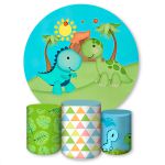 Capa Painel + Trio Capas Cilindros Sublimados Tema Dino Baby 1135