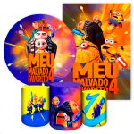 Kit 5 Peças Capa Redonda + Capa Retangular + Trio Capas Cilindros Sublimados Tema Meu Malvado Favorito 2722