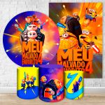 Kit 5 Peças Capa Redonda + Capa Retangular + Trio Capas Cilindros Sublimados Tema Meu Malvado Favorito 2722