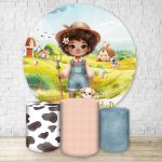 Capa Painel + Trio Capas Cilindros Sublimados Tema Fazendinha Menina 4598