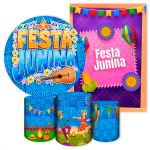 Kit 5 Peças Capa Redonda + Capa Retangular + Trio Capas Cilindros Sublimados Tema Festa Junina 2665