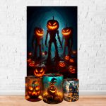 Capa Retangular + Trio Capas Cilindros Sublimados Tema Halloween 2245
