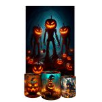 Capa Retangular + Trio Capas Cilindros Sublimados Tema Halloween 2245
