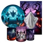 Kit 5 Peças Capa Redonda + Capa Retangular + Trio Capas Cilindros Sublimados Tema Halloween 2244