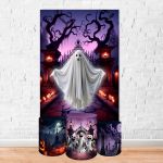 Capa Retangular + Trio Capas Cilindros Sublimados Tema Halloween 2244