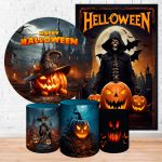 Kit 5 Peças Capa Redonda + Capa Retangular + Trio Capas Cilindros Sublimados Tema Halloween 2246