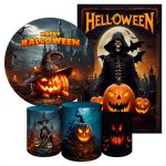 Kit 5 Peças Capa Redonda + Capa Retangular + Trio Capas Cilindros Sublimados Tema Halloween 2246