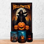 Capa Retangular + Trio Capas Cilindros Sublimados Tema Halloween 2246