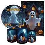 Kit 5 Peças Capa Redonda + Capa Retangular + Trio Capas Cilindros Sublimados Tema Halloween 2247