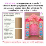 Kit Capas Castelo Encantado Rosa com 1 Capa Painel Retangular + 2 Capas torre + 2 capas para ponta da torre 22