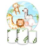 Kit Capa Painel Redondo + Trio Capas Cilindros Sublimados Tema Safari 1153