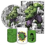 Kit 5 Peças Capa Redonda + Capa Retangular + Trio Capas Cilindros Sublimados Tema Hulk 1997