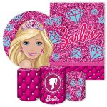 Kit 5 Peças Capa Redonda + Capa Retangular + Trio Capas Cilindros Sublimados Tema Barbie 202