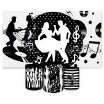 Kit Capa Painel Redondo + 2unid Capa Retangular + Trio Capas Cilindros Tema Anos 80` 4103