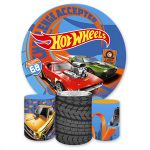 Kit Capa Painel Redondo + Trio Capas Cilindros Sublimados Tema HotWheels 8