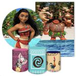 Kit 5 Peças Capa Redonda + Capa Retangular + Trio Capas Cilindros Sublimados Tema Moana 144