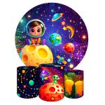 Capa Painel + Trio Capas Cilindros Sublimados Tema Astronauta Baby 2727