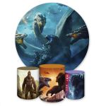 Capa Painel + Trio Capas Cilindros Sublimados Tema Goodzila 11