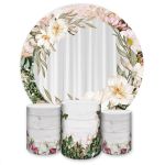 Capa Painel + Trio Capas Cilindros Sublimados Tema Flores 2532