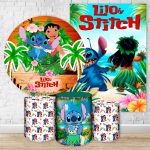 Kit 5 Peças Capa Redonda + Capa Retangular + Trio Capas Cilindros Sublimados Tema Lilo e Stitch 2593