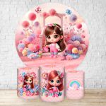 Capa Painel + Trio Capas Cilindros Sublimados Tema Jardim Cute Rosinha 2216