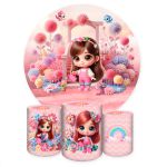 Capa Painel + Trio Capas Cilindros Sublimados Tema Jardim Cute Rosinha 2216