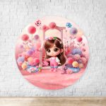 Capa Painel Redondo Sublimados Tema Jardim Cute Rosinha 2216