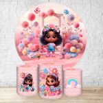 Capa Painel + Trio Capas Cilindros Sublimados Tema Jardim Cute Rosinha 2217