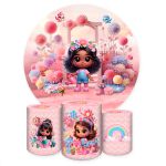 Capa Painel + Trio Capas Cilindros Sublimados Tema Jardim Cute Rosinha 2217