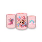 Trio Capas Cilindros Sublimados Jardim Cute Rosinha Loira 2218