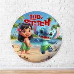 Capa Painel Redondo Sublimados Tema Lilo e Stitch 5094