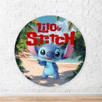 Capa Painel Redondo Sublimados Tema Lilo e Stitch 5095