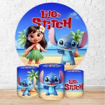 Capa Painel + Trio Capas Cilindros Sublimados Tema Lilo e Stitch 5096