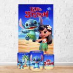 Capa Retangular + Trio Capas Cilindros Sublimados Tema lilo stitch 5096