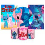 Kit Capa Painel Redondo + 2unid Capa Retangular + Trio Capas Cilindros Tema Lilo e Stitch