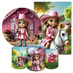 Kit 5 Peças Capa Redonda + Capa Retangular + Trio Capas Cilindros Sublimados Tema Barbie Boiadeira 4636