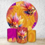 Kit Capa Painel Redondo + Trio Capas Cilindros Sublimados Tema Carnaval 4627