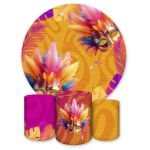 Kit Capa Painel Redondo + Trio Capas Cilindros Sublimados Tema Carnaval 4627
