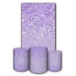 Capa Retangular + Trio Capas Cilindros Sublimados Tema Glitter Lilas 073